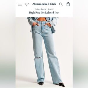 Abercrombie & Fitch High Rise 90’s Relaxed Jean, Size 26 Regular, NWOT!